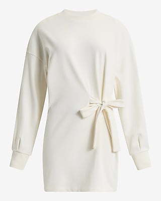 Long Sleeve Tie Waist Sweatshirt Dress