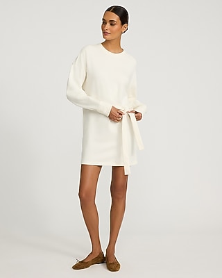Long Sleeve Tie Waist Sweatshirt Dress