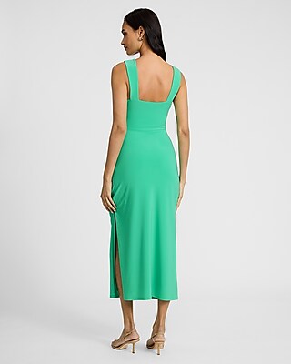Sweetheart Sleeveless Ruched Midi Sheath Dress