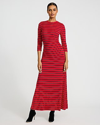 open lace back dress Elmer Red Stripe Long Sleeve Knit Mini Dress