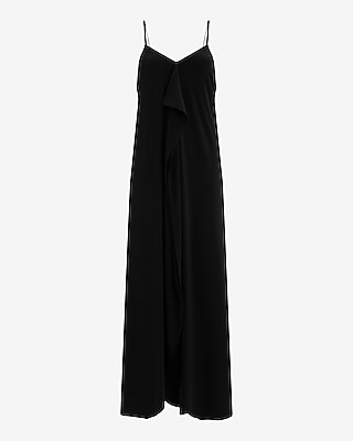 V-Neck Sleeveless Tie Back Asymmetrical Maxi Dress
