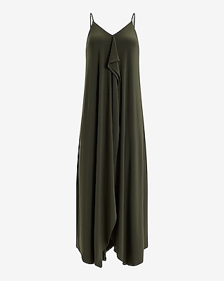 V-Neck Sleeveless Tie Back Asymmetrical Maxi Dress