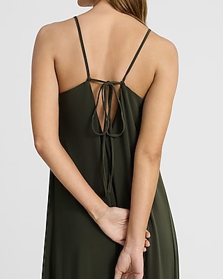 V-Neck Sleeveless Tie Back Asymmetrical Maxi Dress