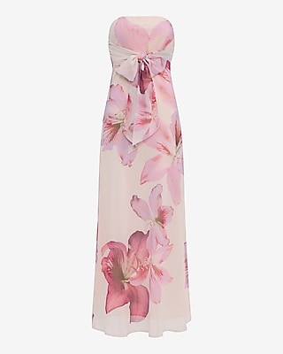 Floral Strapless Tie Front Maxi Dress - image 4