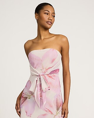 Floral Strapless Tie Front Maxi Dress - image 2
