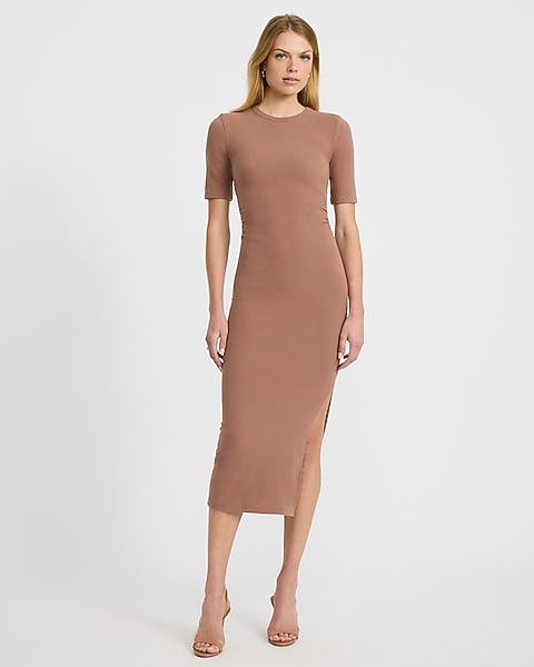 dress rib Ribbed Racerback Tank Midi Beige transitioning with the body as it stretches and grows Rib Midi Dress - Black