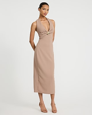 gold ruched midi dress Champagne Gold Strapless Ruched Midi Dress 4