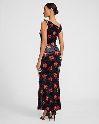Velvet Floral Maxi Sheath Dress - image 2