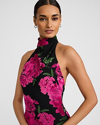 Floral Mesh Halter Maxi Dress - image 2