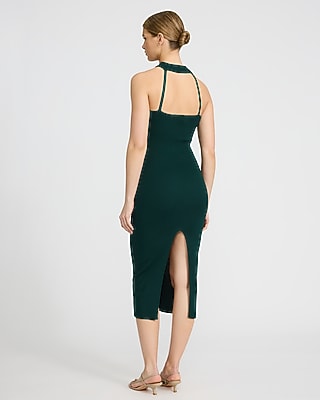 Hardware Halter Sleeveless Midi Sheath Dress