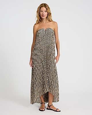 ASPESI Vネック スリフレス ミティ トレス S5G2937F753 05241 Floral Pleated V-neck Sleeveless Cutout Maxi Dress | Express