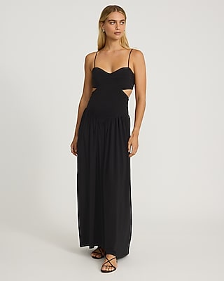 Floral Square Neck Puff Sleeve Drop Waist Maxi Dress | Express