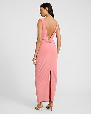 Boat Neck Sleeveless Low Twist Back Maxi Dress | Express