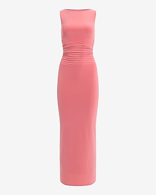 Boat Neck Sleeveless Low Twist Back Maxi Dress