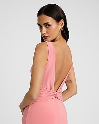 Boat Neck Sleeveless Low Twist Back Maxi Dress