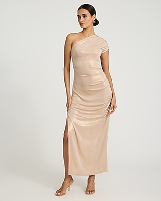Off The Shoulder Ruched Asymmetrical Midi Dress