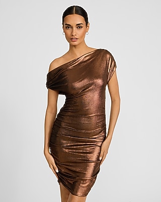 express off the shoulder sequin dress Off Shoulder Ruched Wrap Hem Sequin Dress