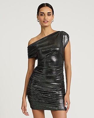 Off The Shoulder Ruched Asymmetrical Midi Dress
