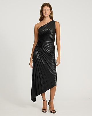 ワンピース Pleated Collarless Dress Zora One Shoulder Pleated Midi Dress | Shop American Threads