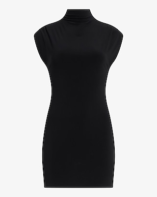 Mock Neck Cap Sleeve Mini Dress