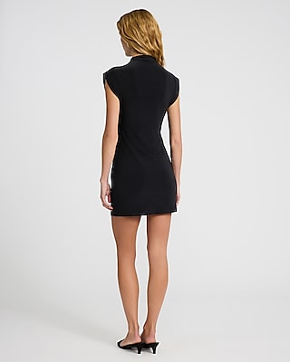 Mock Neck Cap Sleeve Mini Dress