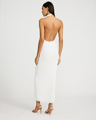 Mesh Halter Low Back Maxi Sheath Dress - image 2