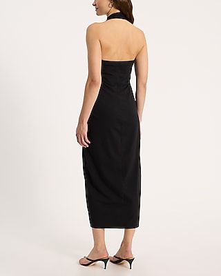 Halter Sleeveless Twist Front Midi Length