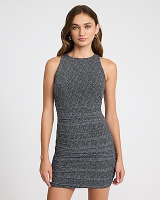 maaaRound Neck Fit Mini DressグレーS Sherine Ribbed Modal Square Neck Long Sleeve Mini Dress in