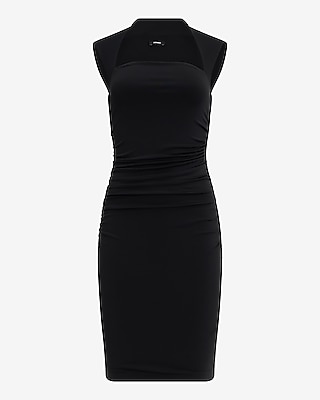 Body Contour Square Neck Sleeveless Ruched Mini Sheath Dress
