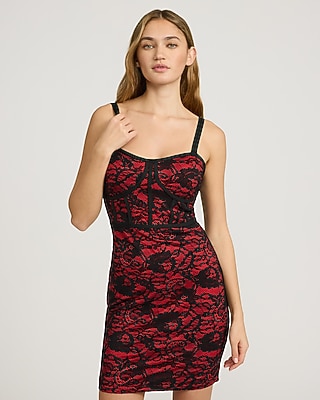 fitted lace wedding dress Stepping Out Tonight Cami Strap Bust Ruched Mini Dress Red main image 0