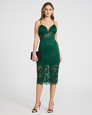 Lace Sweetheart Midi Sheath Dress