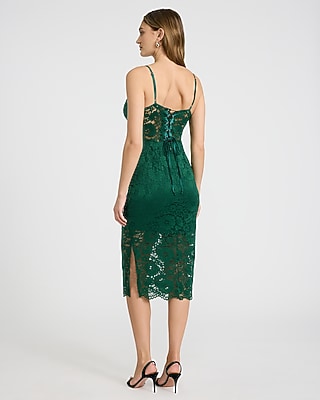 Lace Sweetheart Midi Sheath Dress
