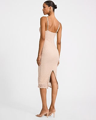 Mesh Floral V-Neck Sleeveless Midi Sheath Dress