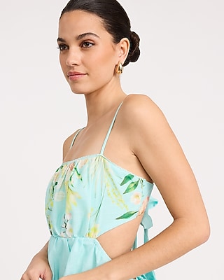Floral Scoop Neck Tie Back Cutout Midi Dress - image 2