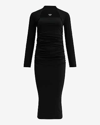 Body Contour High Compression Square Neck Ruched Midi Dress