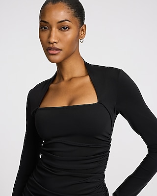 Body Contour High Compression Square Neck Ruched Midi Dress