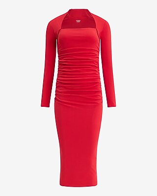 Body Contour High Compression Square Neck Ruched Midi Dress