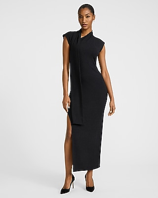 Scarf Asymmetrical Neck Maxi Dress | Express