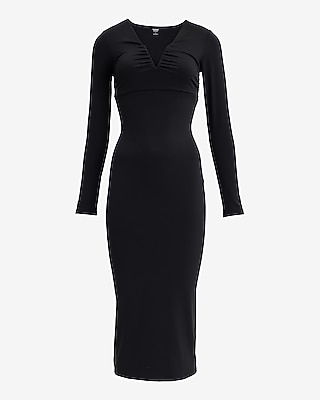 Body Contour High Compression V-Neck Ruched Midi Dress