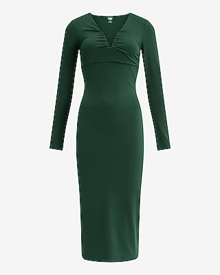 Body Contour High Compression V-Neck Ruched Midi Dress