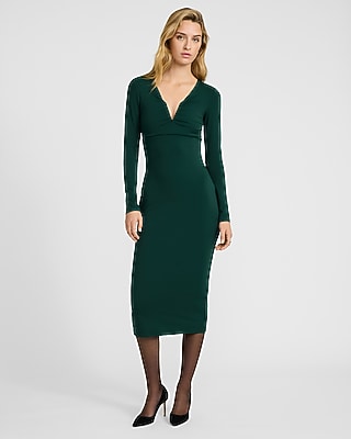 Body Contour High Compression V-Neck Ruched Midi Dress