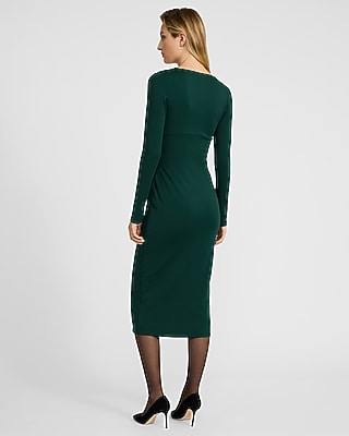 Body Contour High Compression V-Neck Ruched Midi Dress