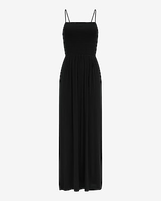 Square Neck Sleeveless Smocked Cutout Maxi Dress with Pockets