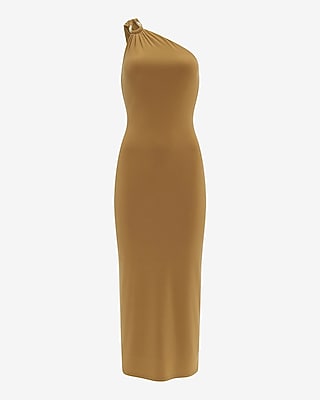 One Shoulder Gold Hardware Maxi Sheath Dress - image 4
