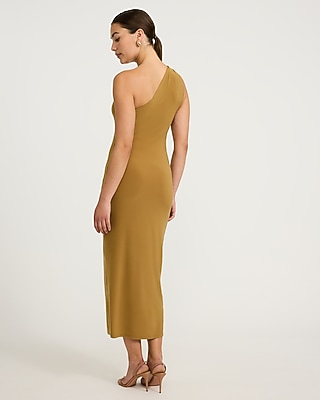 One Shoulder Gold Hardware Maxi Sheath Dress - image 3