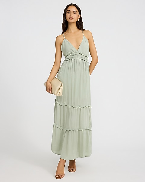 ruffle v neck dress VENUS High-Low | Purple this dress is perfect for cocktail parties AE V-Neck Ruffle Midi Dress
