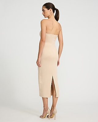 Jersey Knit Strapless Midi Tube Dress