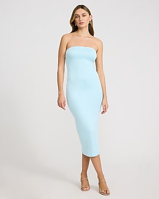 Jersey Knit Strapless Midi Tube Dress | Express