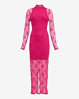 Long Sleeve Mock Neck Lace Maxi Dress - image 5