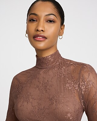 Long Sleeve Mock Neck Lace Maxi Dress - image 3